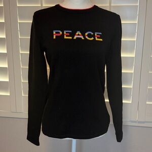 Meister Ski Sweater Black Long Sleeve with Colorful Peace Design